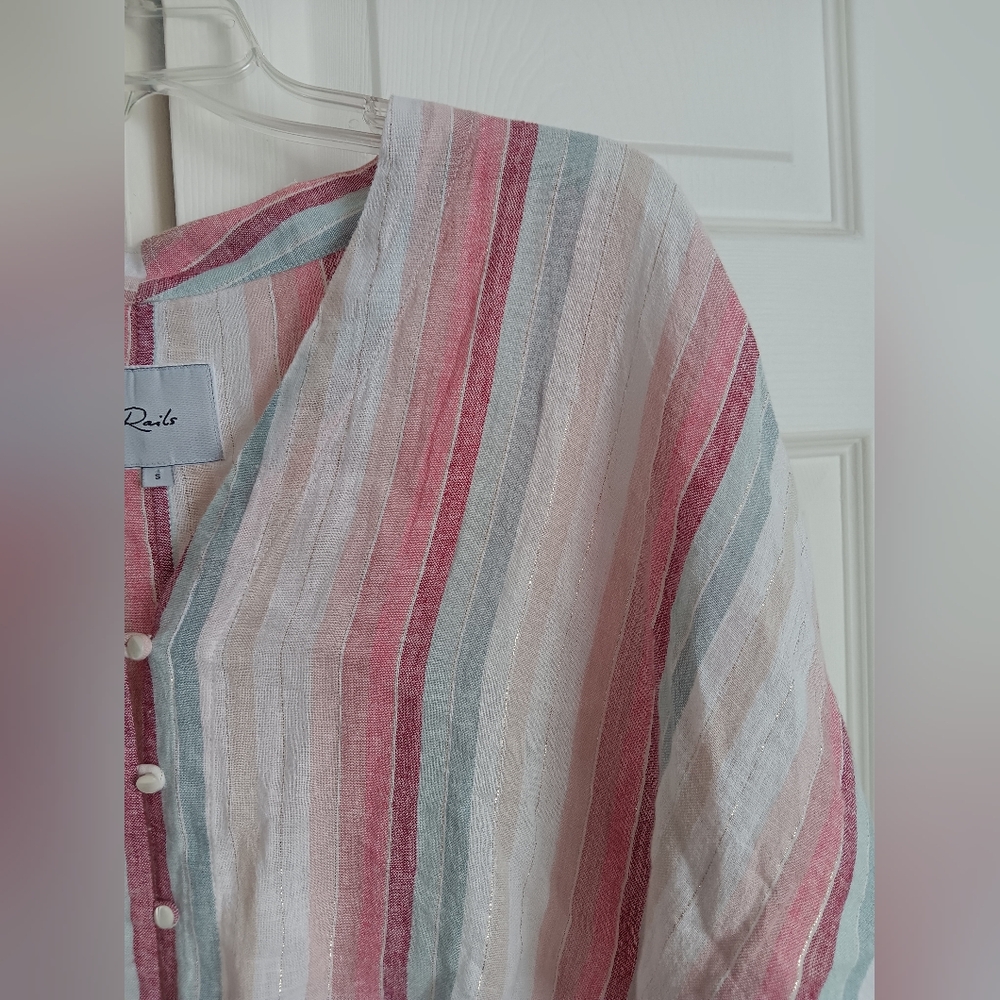 Rails Thea Linen Tie Top In Tropic Stripe. Size S. - image 5